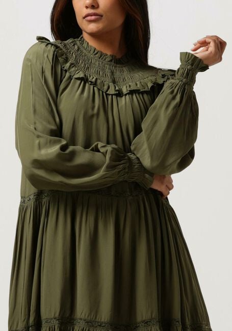 Olijf SCOTCH & SODA Mini jurk SMOCKED AND TIERED LONG SLEEVED DRESS - large