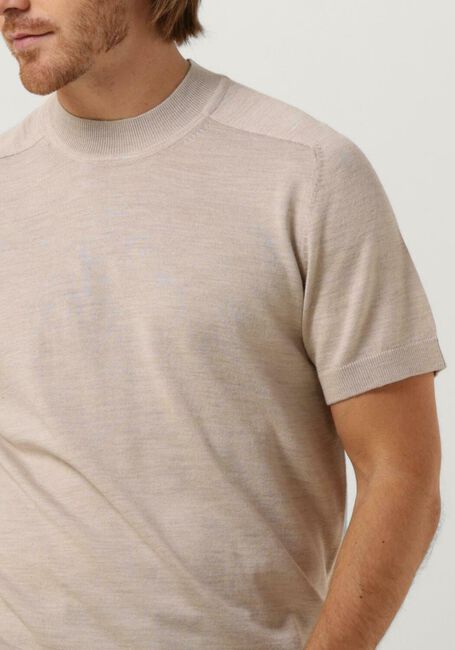 Beige SELECTED HOMME T-shirt SLHTOWN SS KNIT MOCK NECK B - large