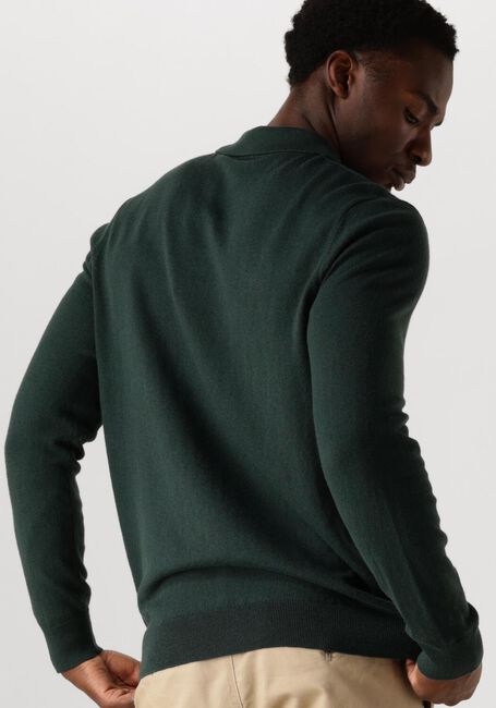Donkergroene LYLE & SCOTT Trui COTTON MERINO LONG SLEEVE KNITTED POLO - large