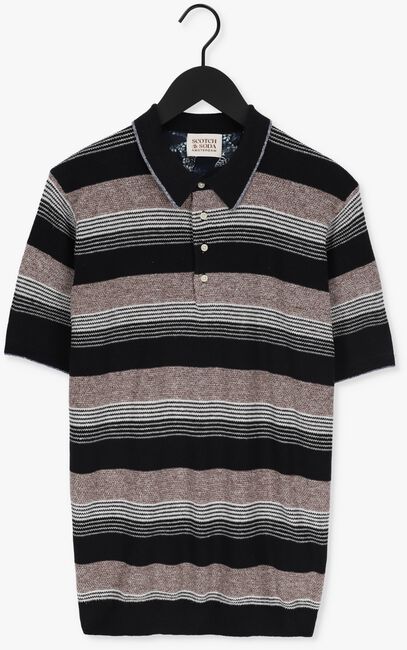 Zwarte SCOTCH & SODA Polo KNITTED STRUCTURED LINEN-BLEND POLO - large
