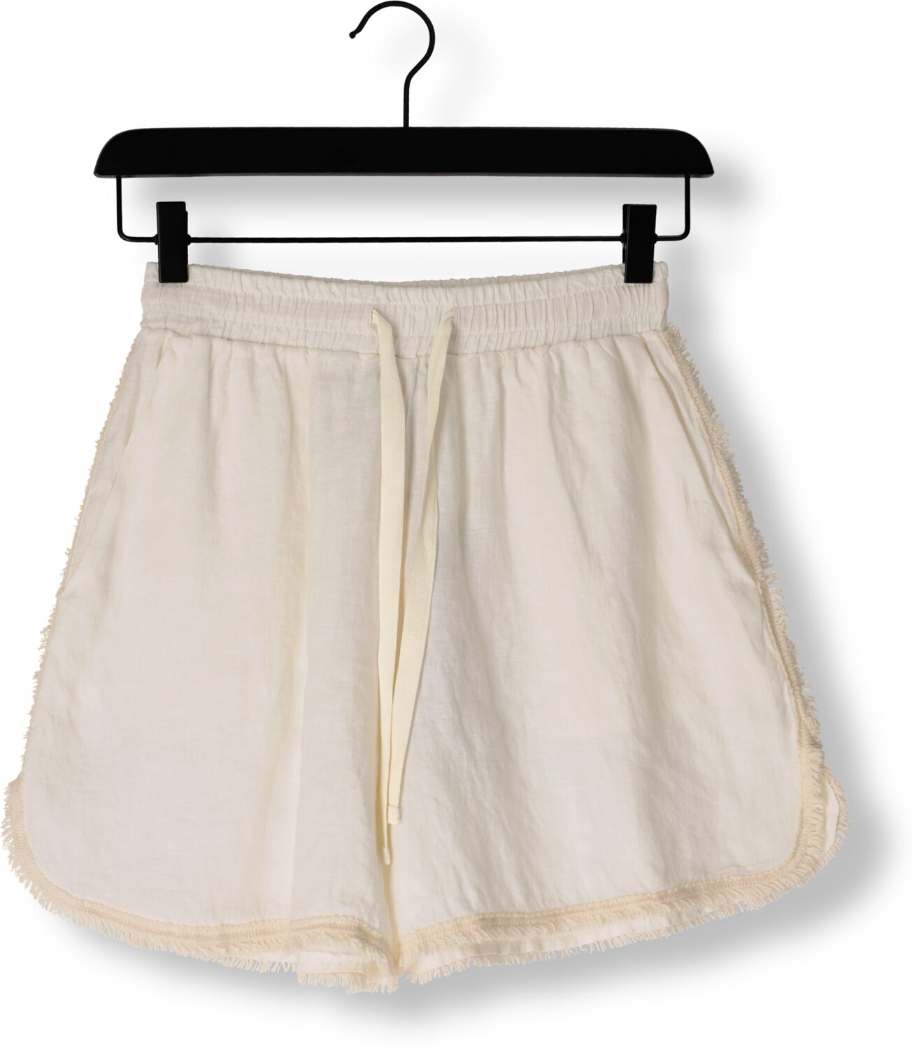 ACCESS Dames Broeken Shorts With Elastic Waist And Fringes Wit