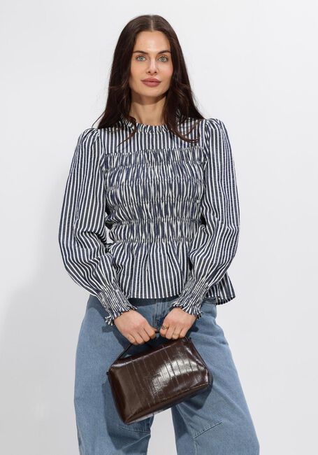 Donkerblauwe NEO NOIR Blouses POSSA BIG STRIPE BLOUSE - large