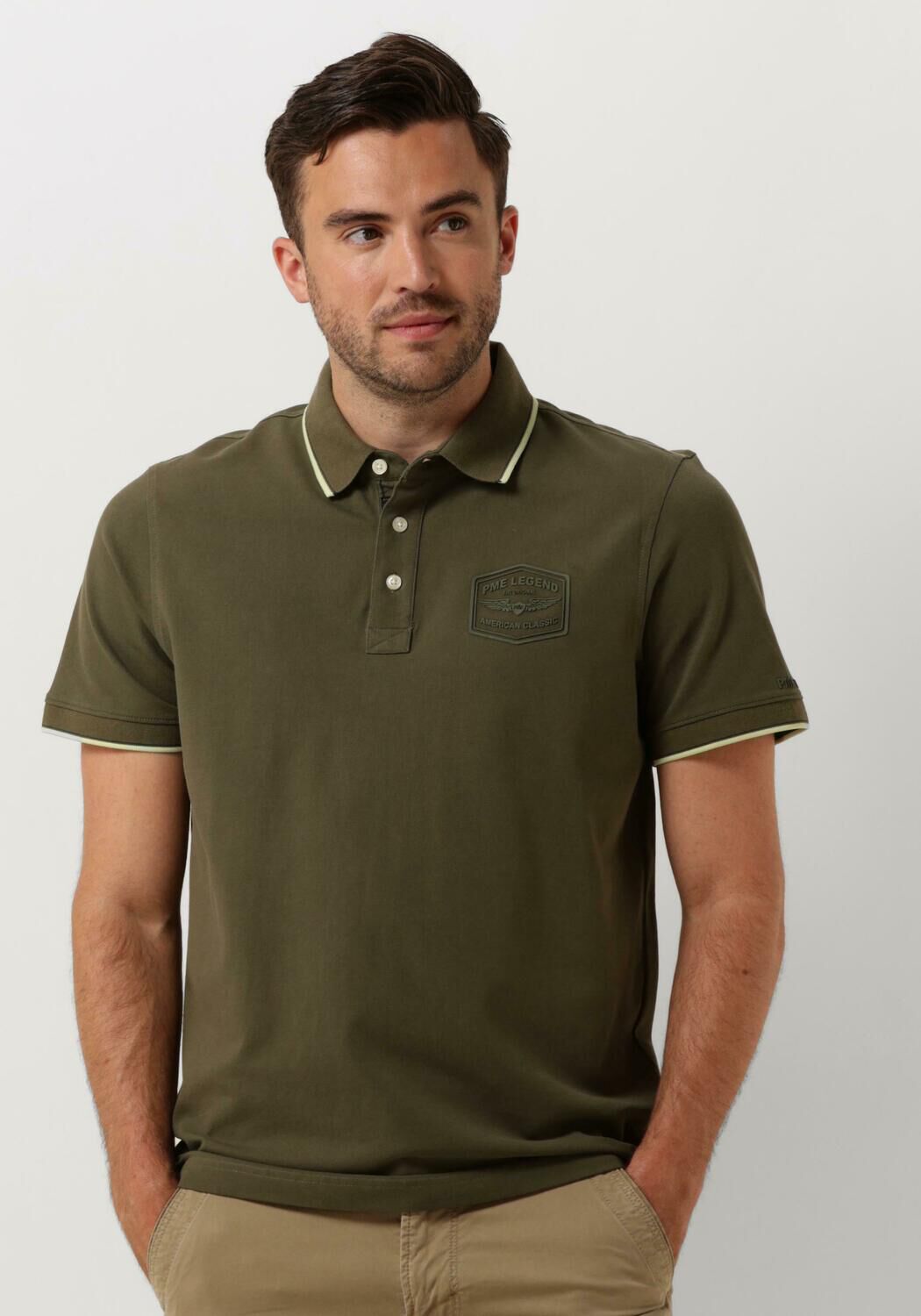 PME LEGEND Heren Polo's & T-shirts Short Sleeve Polo Stretch Pique Package Groen