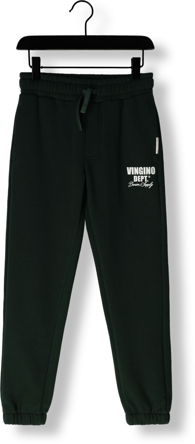 VINGINO tapered fit joggingbroek Basic met printopdruk donkergroen Jongens Sweat 140