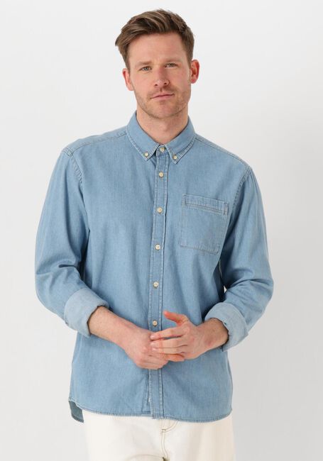 Lichtblauwe FORÉT Casual overhemd HORNET CHAMBRAY SHIRT - large