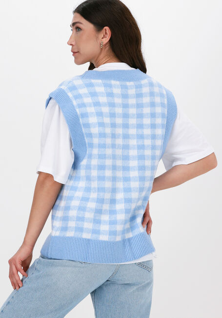 Lichtblauwe NA-KD Spencer CHECKED V-NECK KNITTED VEST - large