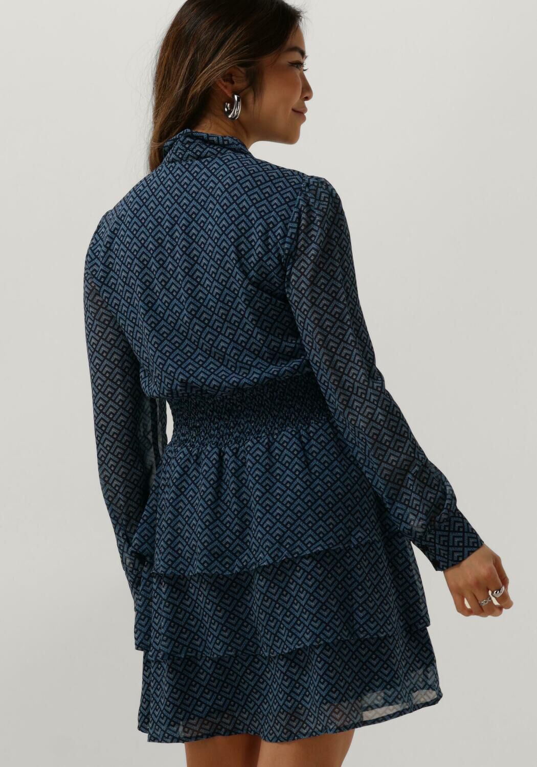 COLOURFUL REBEL Dames Jurken Sacha Small Geo Mini Shirt Dress Blauw
