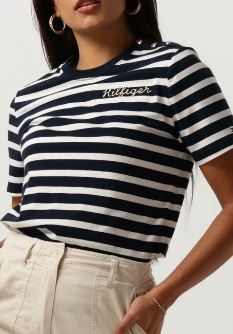 Blauwe TOMMY HILFIGER T-shirt REG GOLD BUTTON C-NK SS - large