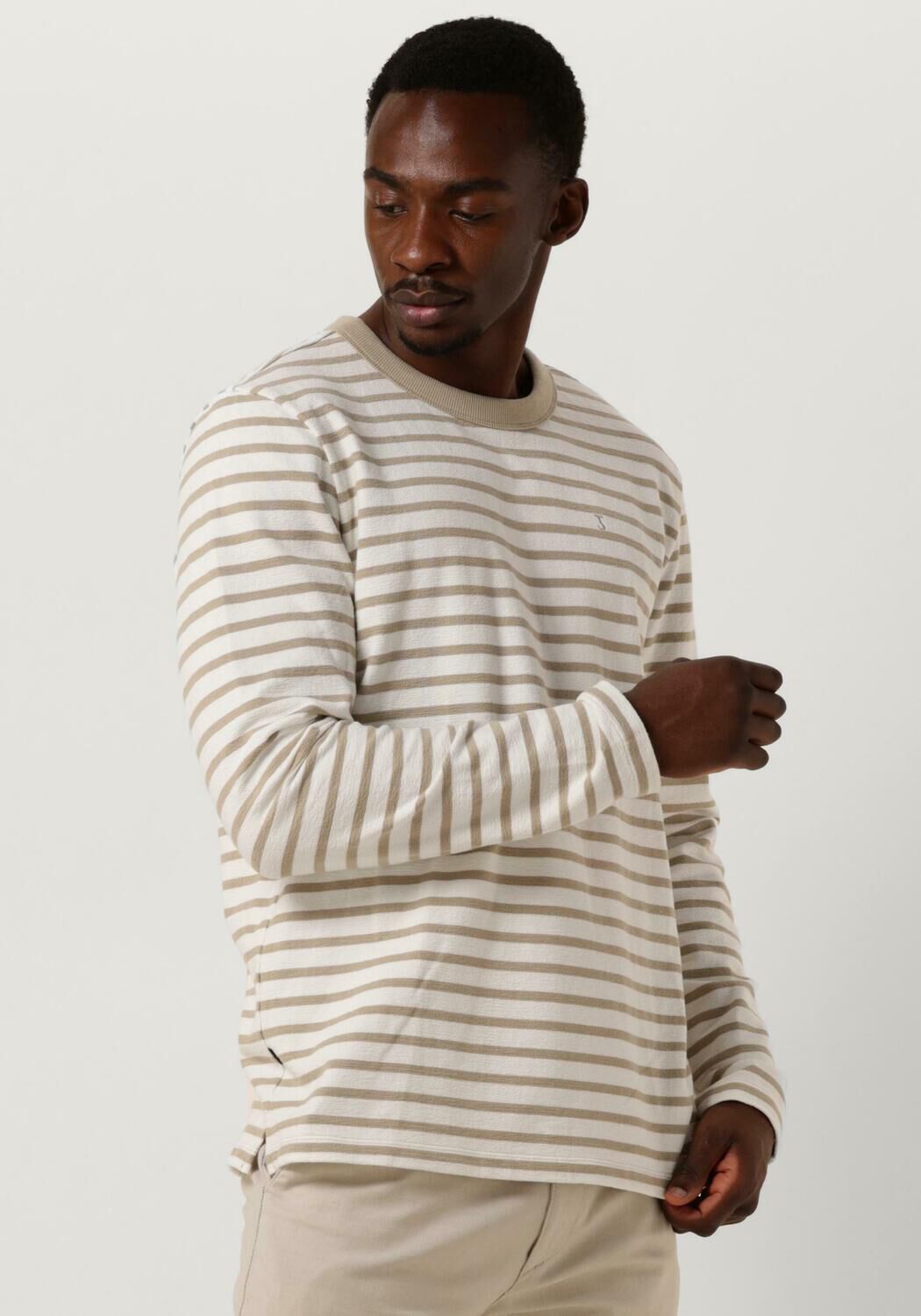 BUTCHER OF BLUE Heren Truien & Vesten Gaspard Stripe Crew Beige