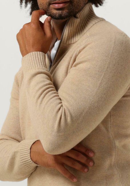 Zand SELECTED MEN Trui SLHREG DAN WOOL-MIX ZIP HIGH NECK OW - large