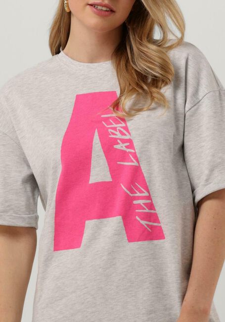 Lichtgrijze ALIX THE LABEL Mini jurk LADIES KNITTED T-SHIRT DRESS WITH ARTWORK - large