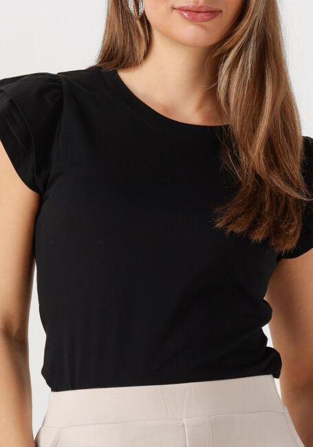 Zwarte SELECTED FEMME T-shirt SLFCAMILA SS RUFFLE TEE - large