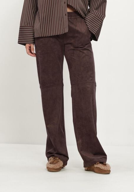 Bruine MAC Lange broeken 0455 VELOUR CHIARA WIDE LEG - large