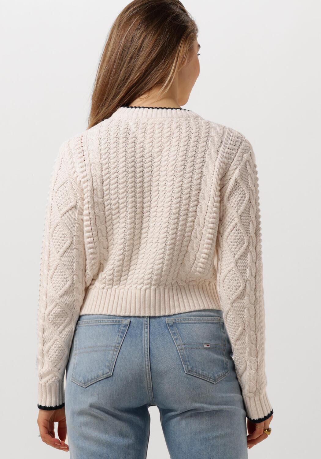 TOMMY JEANS Dames Truien & Vesten Tjw Bubble Cable Flag Crew Wit