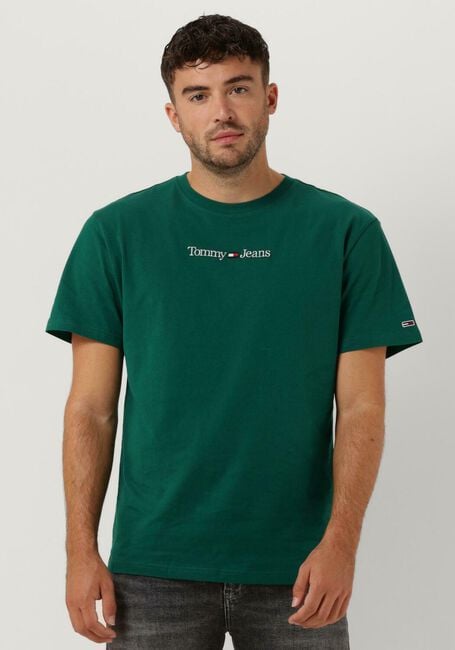 Donkergroene TOMMY JEANS T-shirt TJM CLASSIC LINEAR LOGO TEE - large