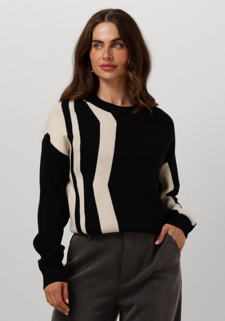 Zwarte OBJECT Trui OBJRAY LO L/S KNIT PULLOVER AOP - large