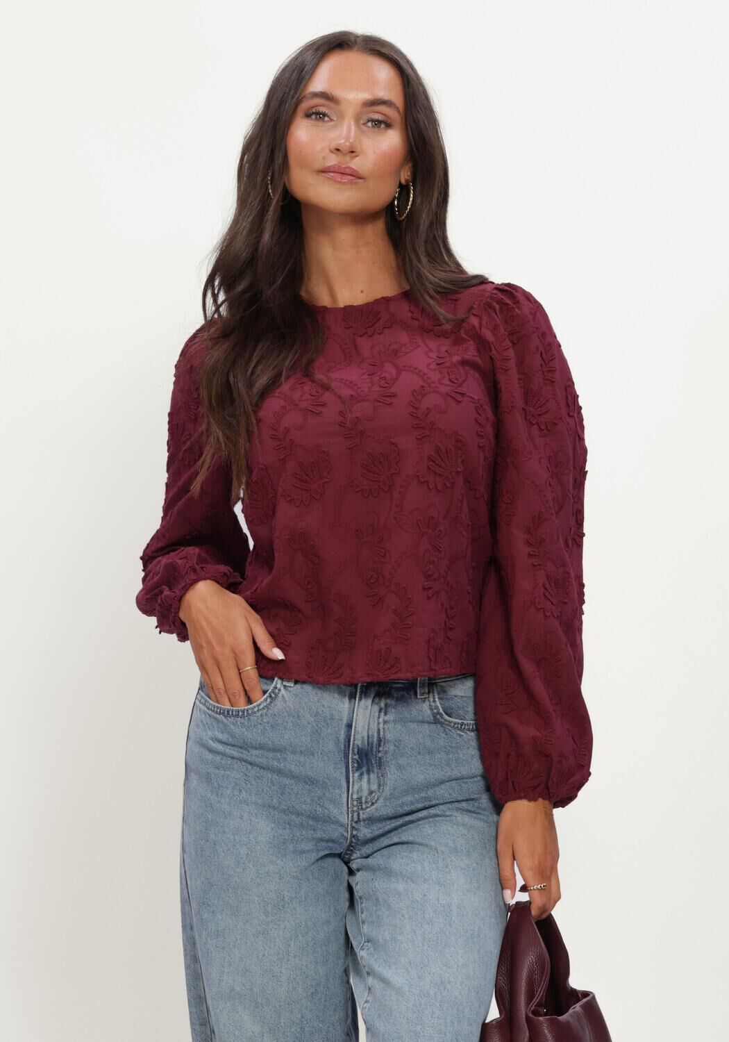 Bordeaux OBJECT Blouses OBJMYA RE L/S TOP NOOS - large