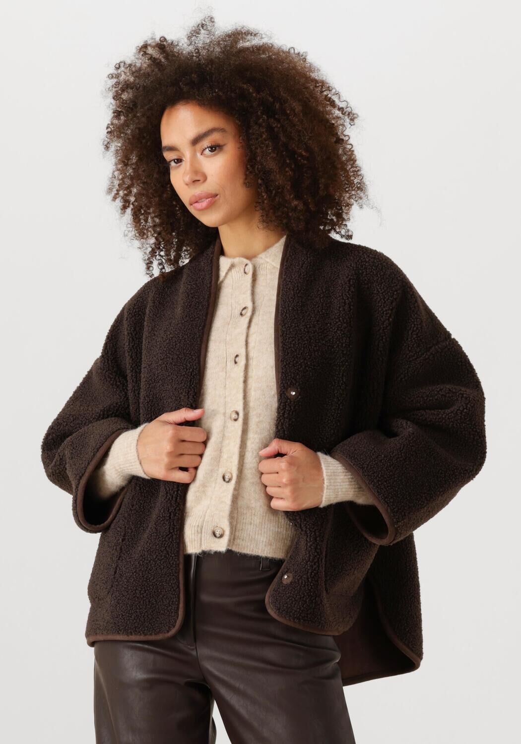 Bruine KNIT-TED Teddy jas JOKO - large