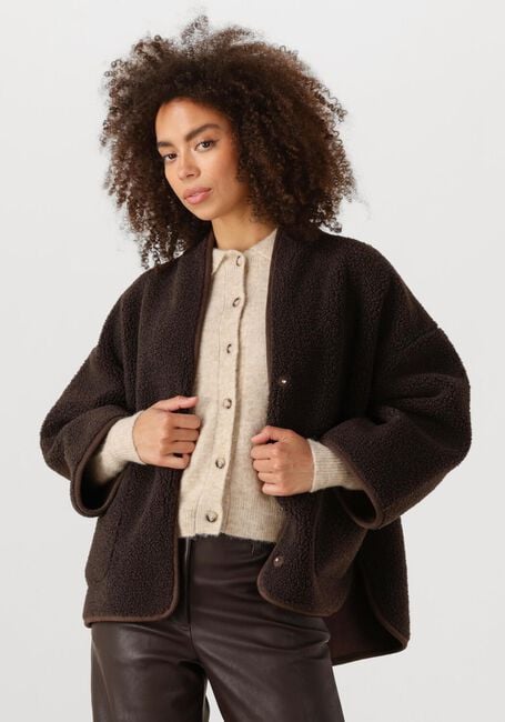 Bruine KNIT-TED Leren jas JOKO - large