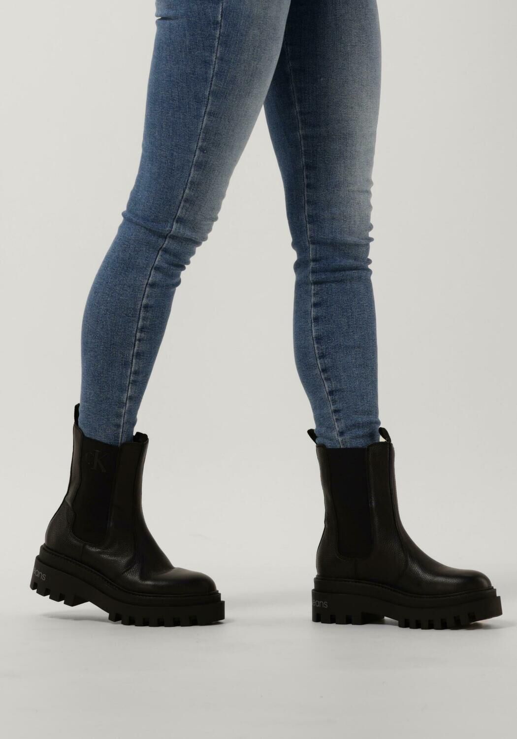 Zwarte CALVIN KLEIN Chelsea boots FLATFORM HIGH - large
