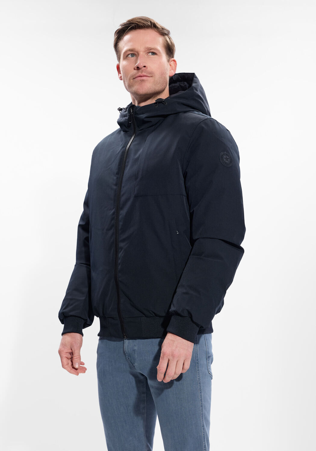 Donkerblauwe AIRFORCE Jack HOODED REVERSIBLE JACKET - large