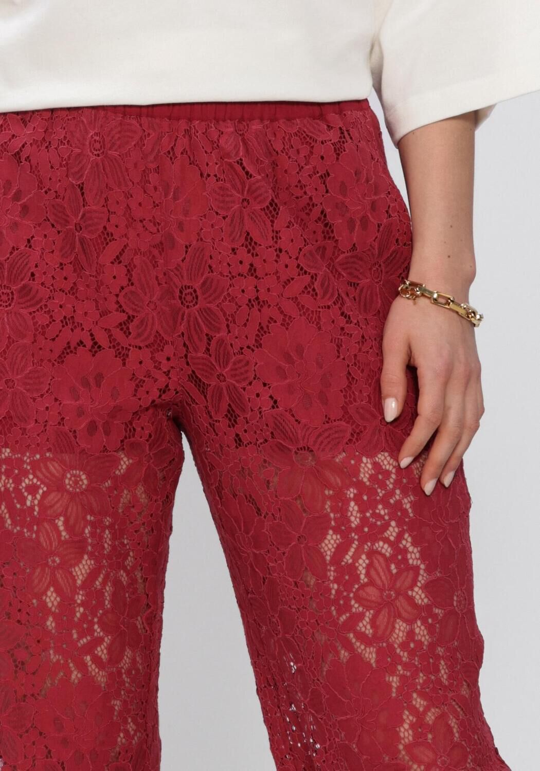 Rode CATWALK JUNKIE Broeken PULL ON LACE TROUSERS - large