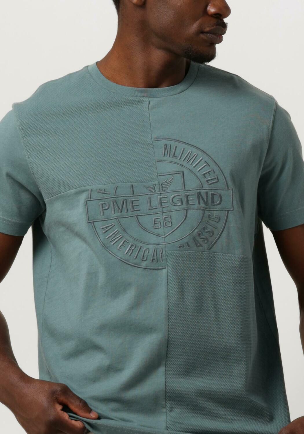 PME LEGEND Heren Polo's & T-shirts Short Sleeve R-neck Play Mix Pique Groen