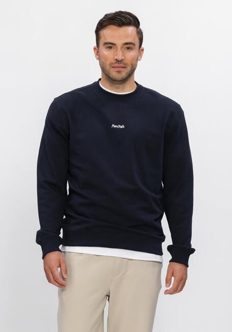 Donkerblauwe PURE PATH Sweater TRIO OF FLOWERS CREWNECK - large