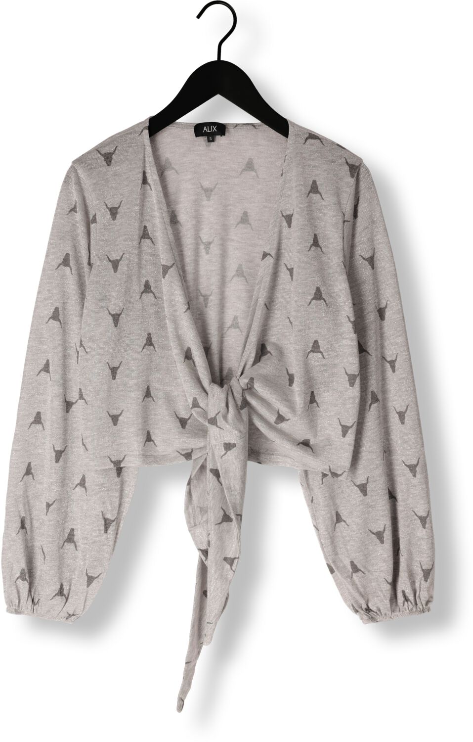 ALIX THE LABEL Dames Tops & T-shirts Ladies Knitted Sheer Bull Wrap Top Zilver