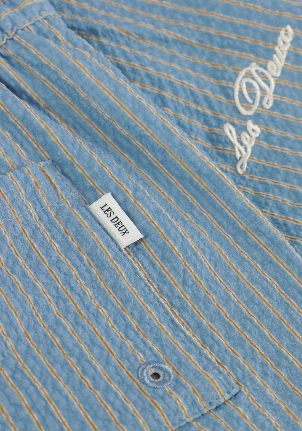 Lichtblauwe LES DEUX Zwembroeken STAN STRIPE SWIM SHORTS - large