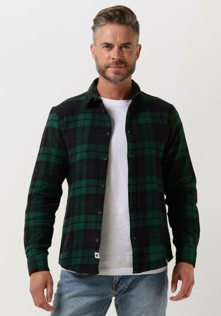 Donkergroene ANERKJENDT Casual overhemd AKLOUIS BRUSHED CHECK - large