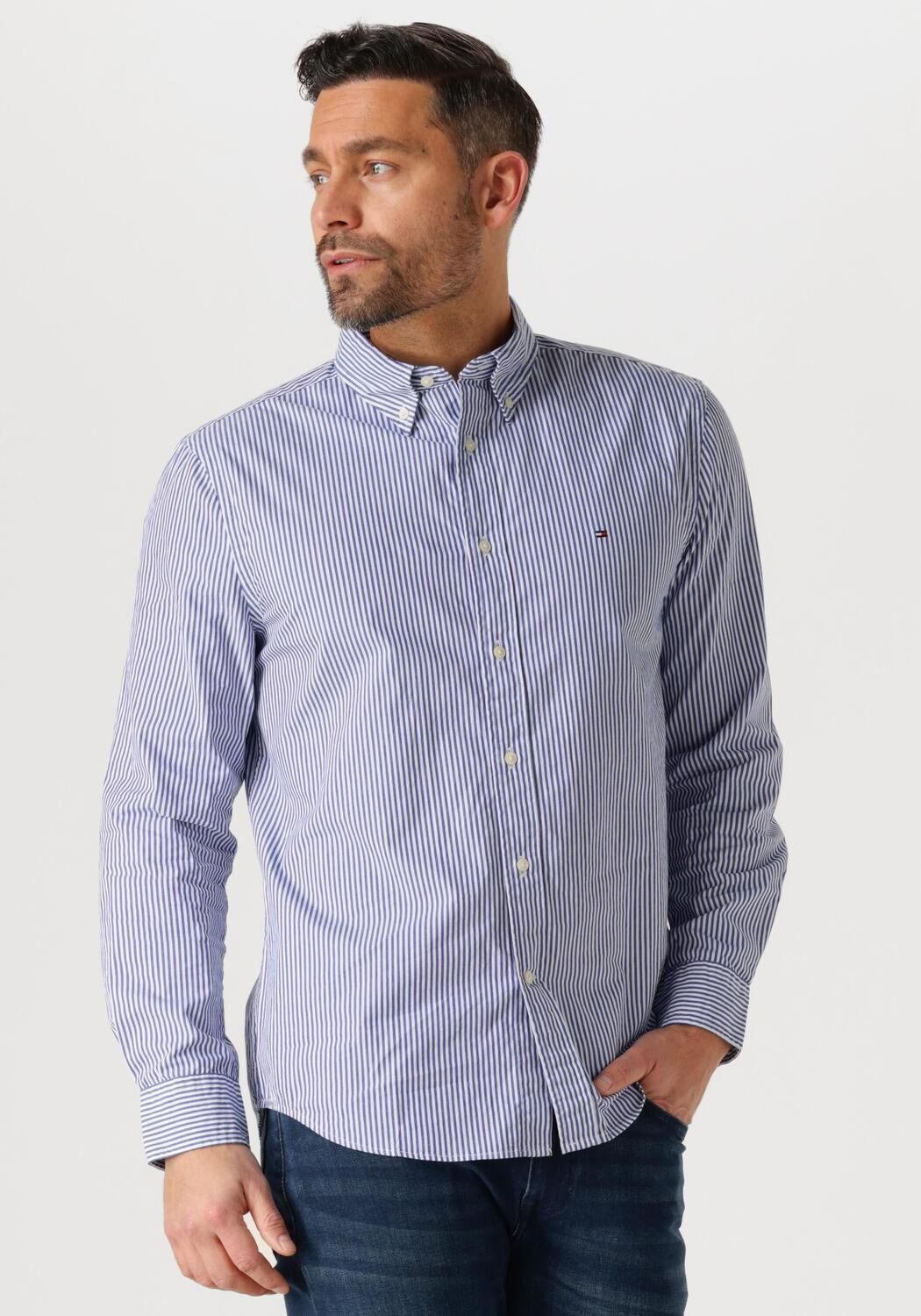 TOMMY HILFIGER Heren Overhemden Flex Poplin Classic Blauw
