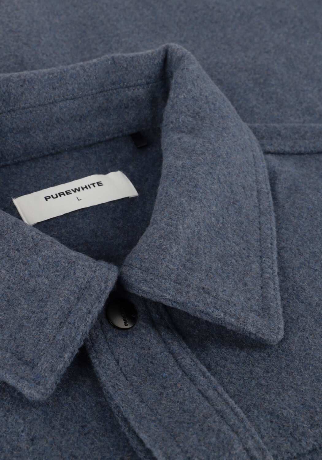 Blauwe PUREWHITE Overshirt WOOL LOOK OVERSHIRT WITH POCKET AT FRONT - large