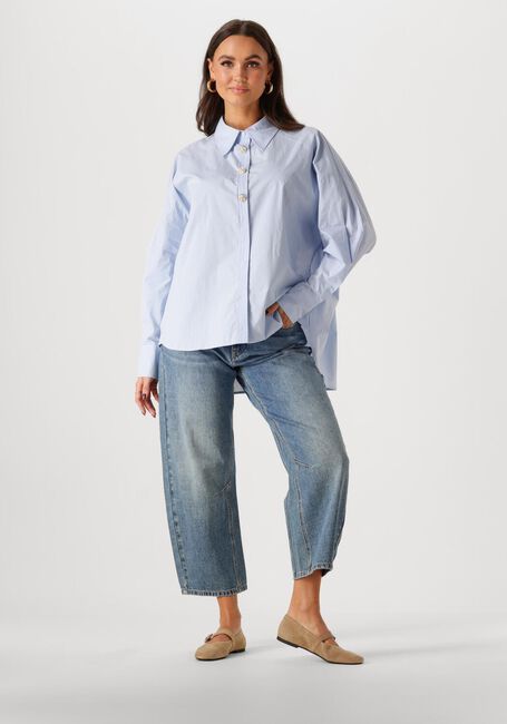 Blauwe SUMMUM Blouses FANCY BUTTON BLOUSE CRISPY POPLIN - large