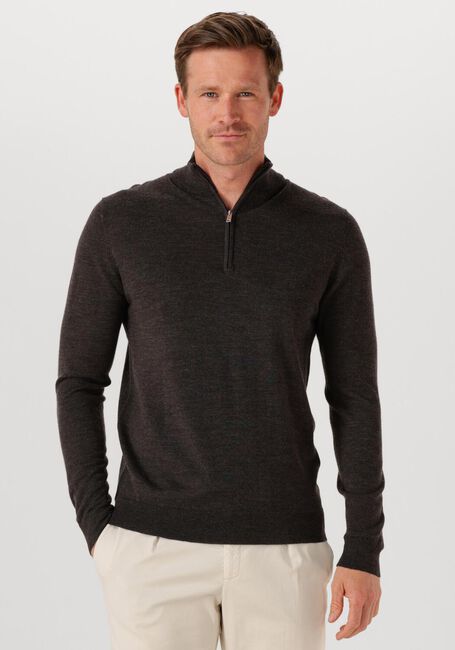Bruine PROFUOMO Trui PULLOVER HALF ZIP MERINO - large