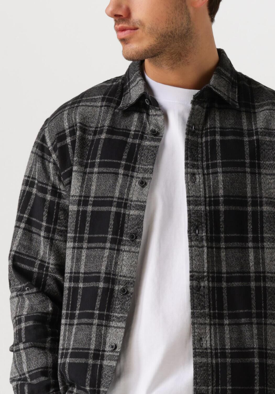 SELECTED HOMME Heren Overhemden Slhreg-owen Flannel Mix Shirt Zwart
