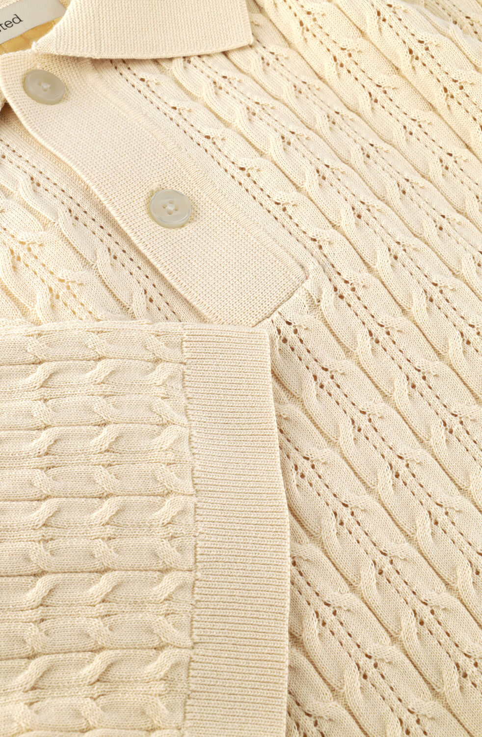 Ecru SELECTED MEN Polo SLHMATTIS SS KNIT NEW CABLE  POLO - large