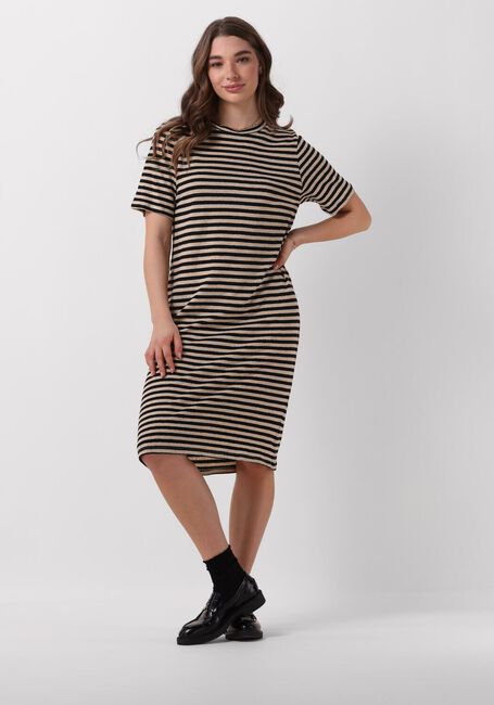 Zwarte PENN & INK Midi jurk DRESS STRIPE - large