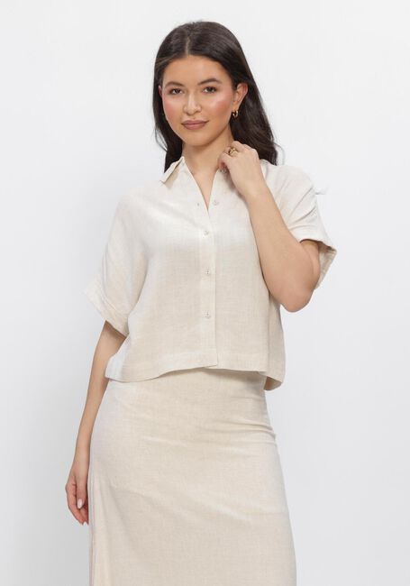 Beige SELECTED WOMEN Blouses SLFVIVA SS CROPPED SUN SHIRT - large