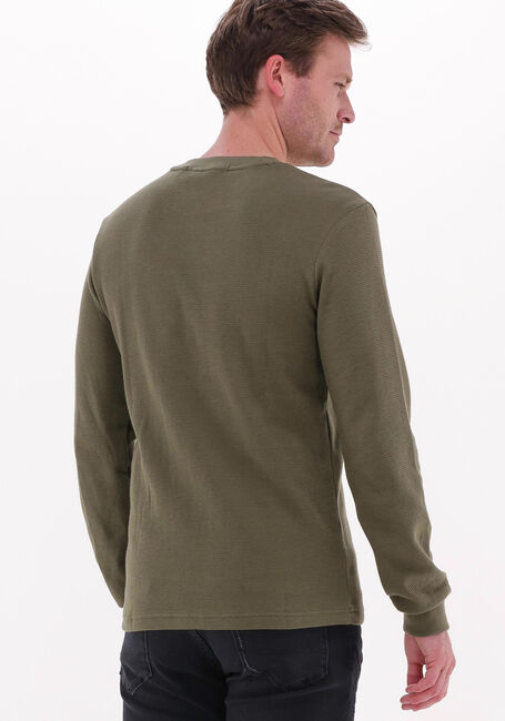 Olijf CALVIN KLEIN Sweater BADGE WAFFLE LS TEE - large