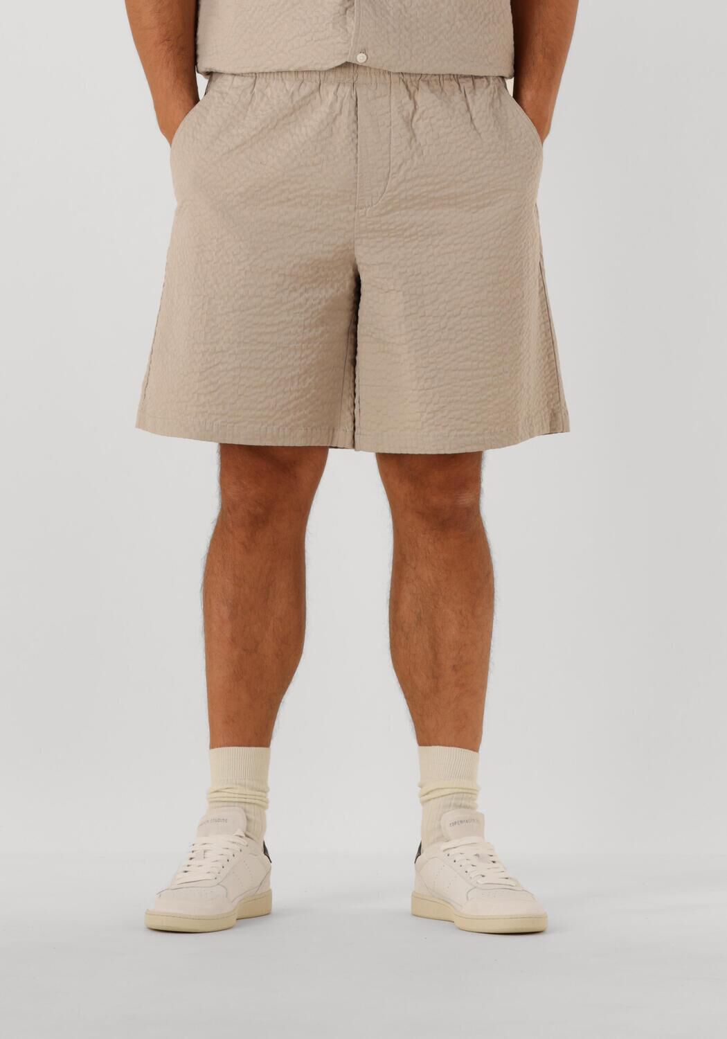 SELECTED HOMME Heren Broeken Slhloose-ace Seersucker String Shorts Beige