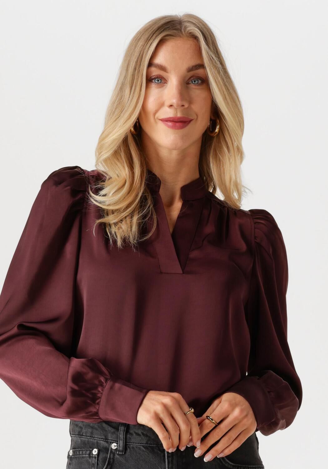 NEO NOIR Dames Blouses Rosslyn Heavy Sateen Blouse Bordeaux