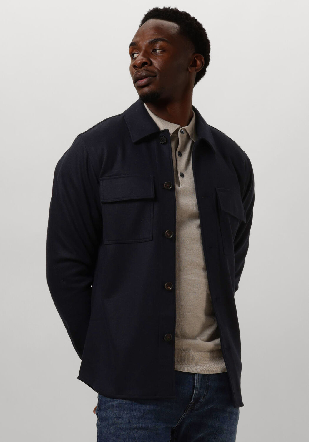 PROFUOMO Heren Overshirts Overshirt Knitted Blauw
