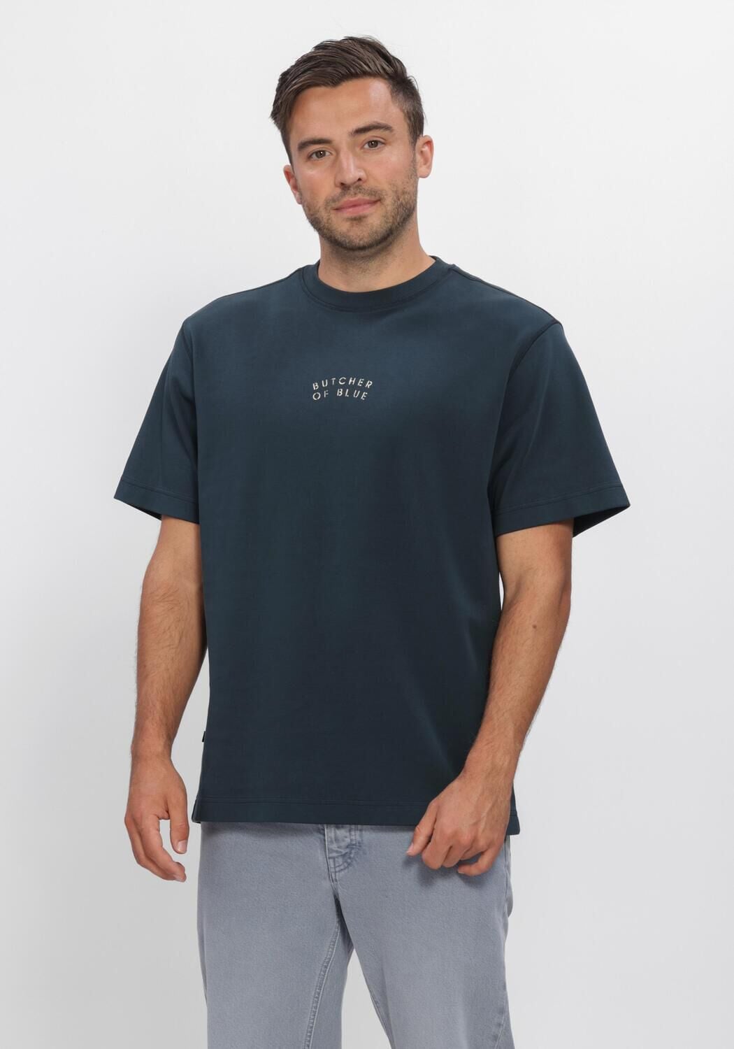 BUTCHER OF BLUE Heren Polo's & T-shirts Mercer Layer Loose Tee Donkerblauw