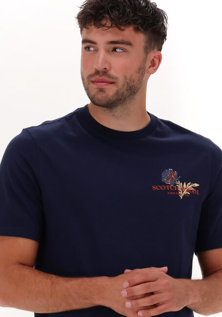 Donkerblauwe SCOTCH & SODA T-shirt GRAPHIC CREWNECK JERSEY T-SHIRT - large
