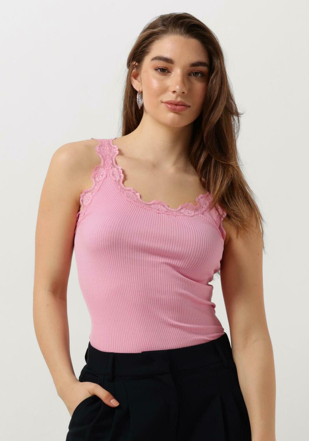 ROSEMUNDE Dames Tops & T-shirts Silk Top W Lace Roze