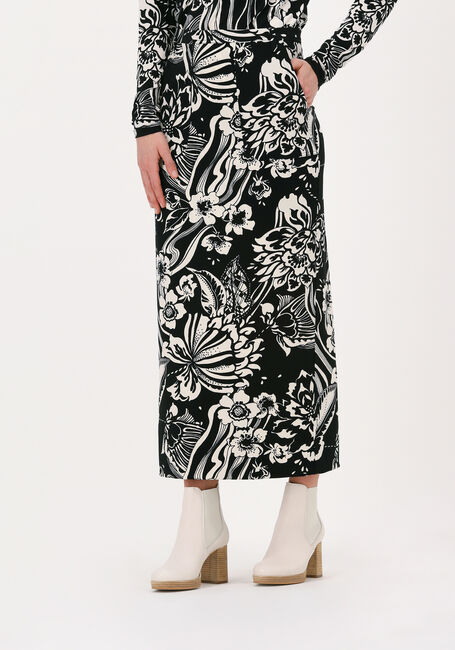 Zwarte VANILIA Midirok SWIRL FLOWER - large