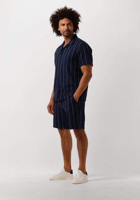Donkerblauwe SELECTED HOMME Casual overhemd SLHREG-WEST SHIRT SS RESORT CAMP - large