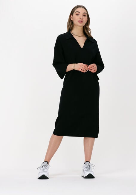 Zwarte Y.A.S. Midi jurk YASABELIA 3/4 KNIT DRESS - large