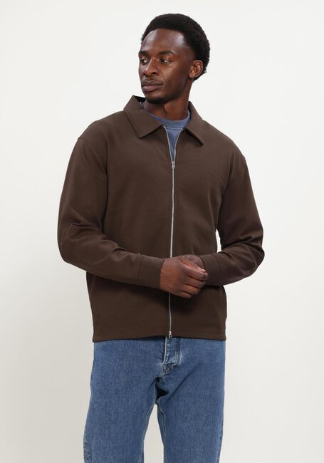 Bruine SELECTED MEN Sweater SLHTOM SOFT FULL ZIP SWEAT NOOS - large